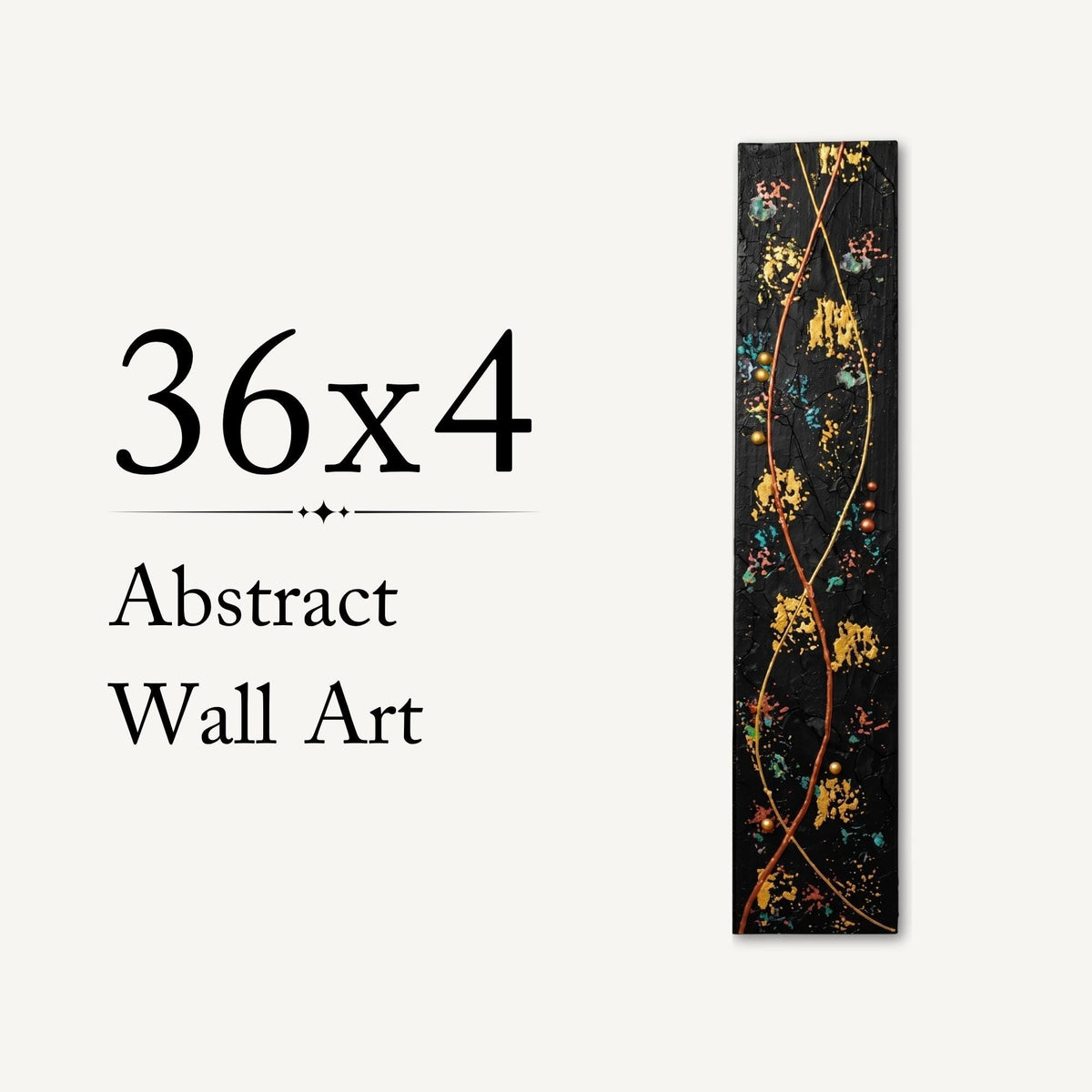 Copper Flow — 36″ Textured Wood Wall Art in Black, Copper & Gold