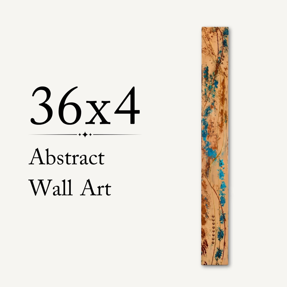 Spine — 36″ Textured Wood Wall Art in Teal & Copper