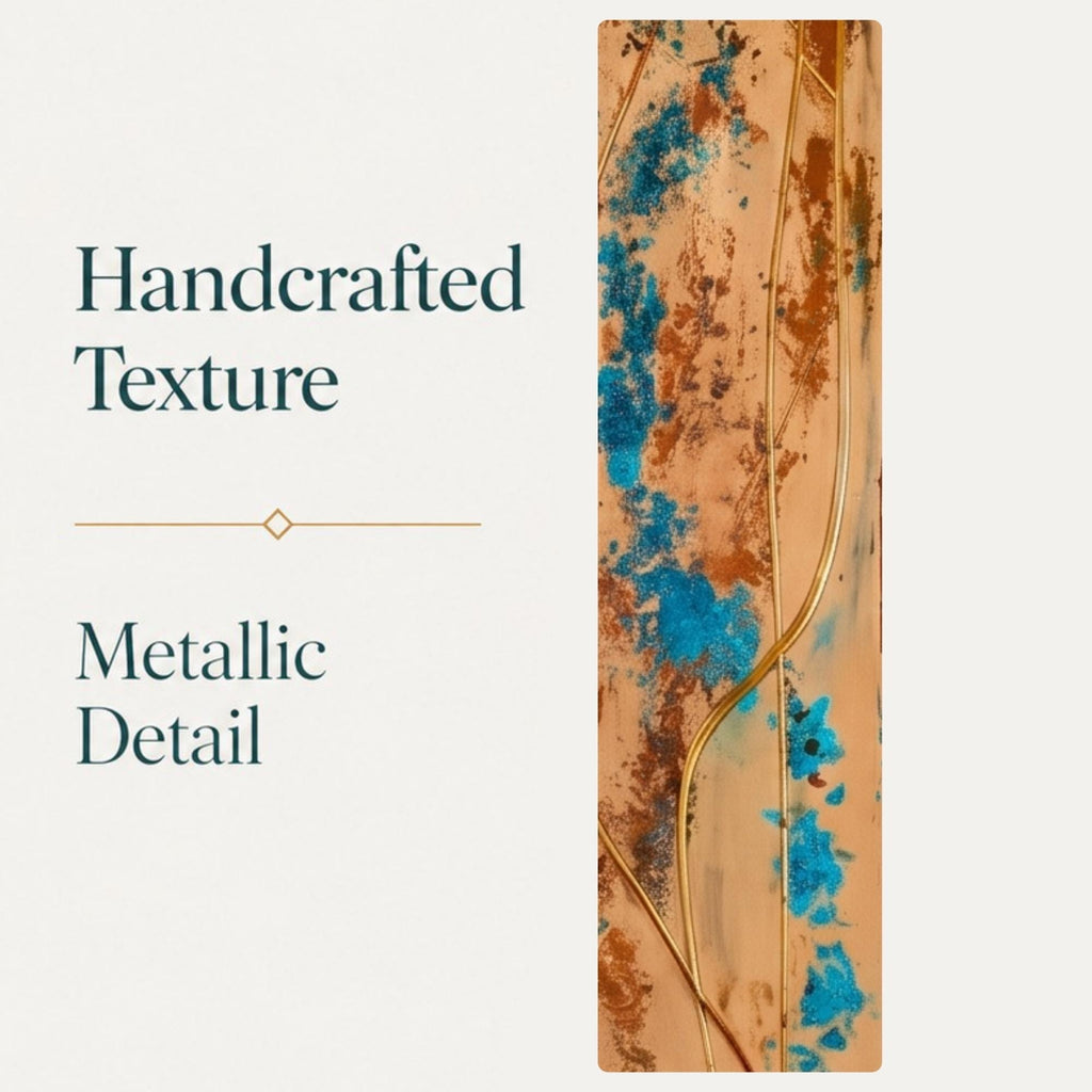 Spine — 36″ Textured Wood Wall Art in Teal & Copper