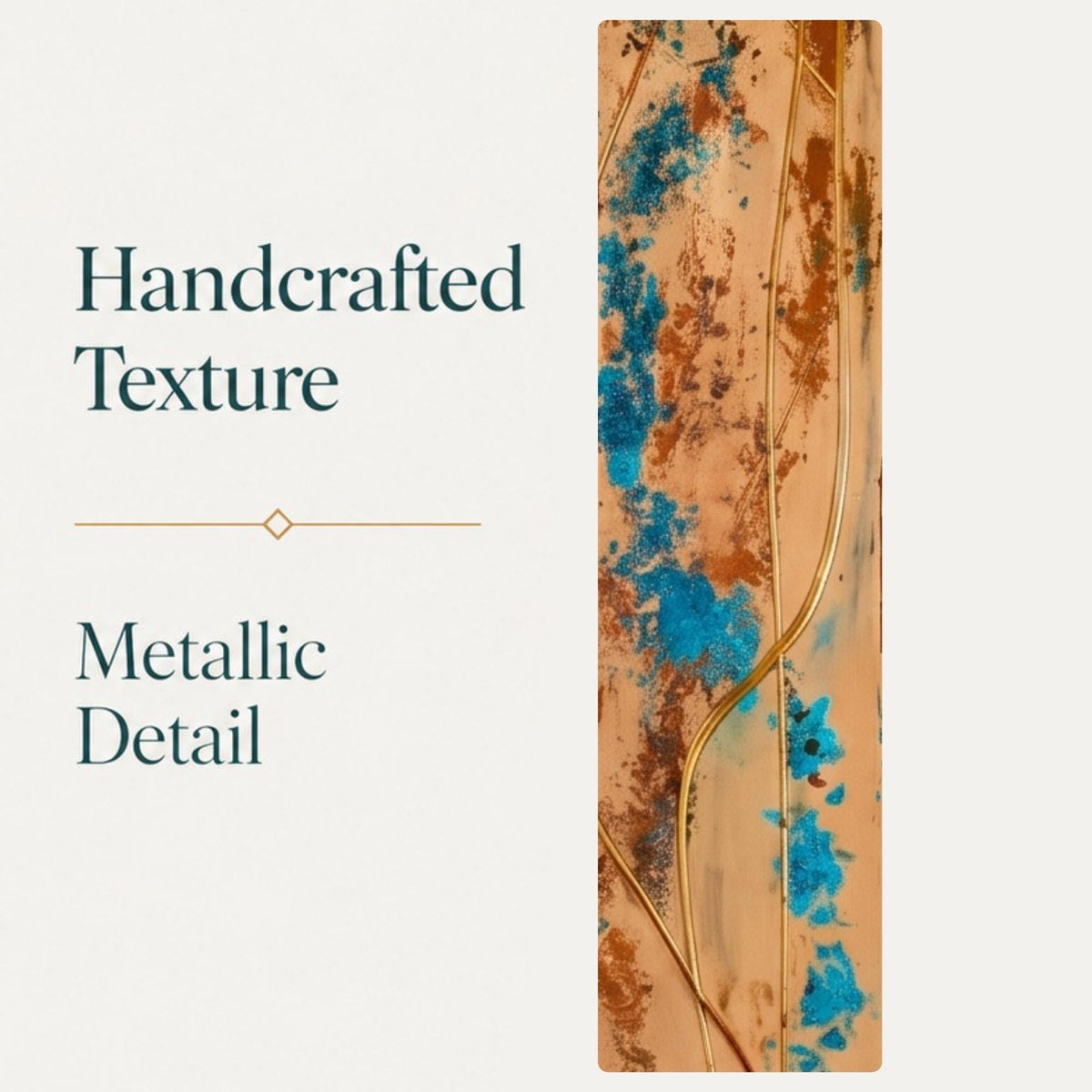 Spine — 36″ Textured Wood Wall Art in Teal & Copper