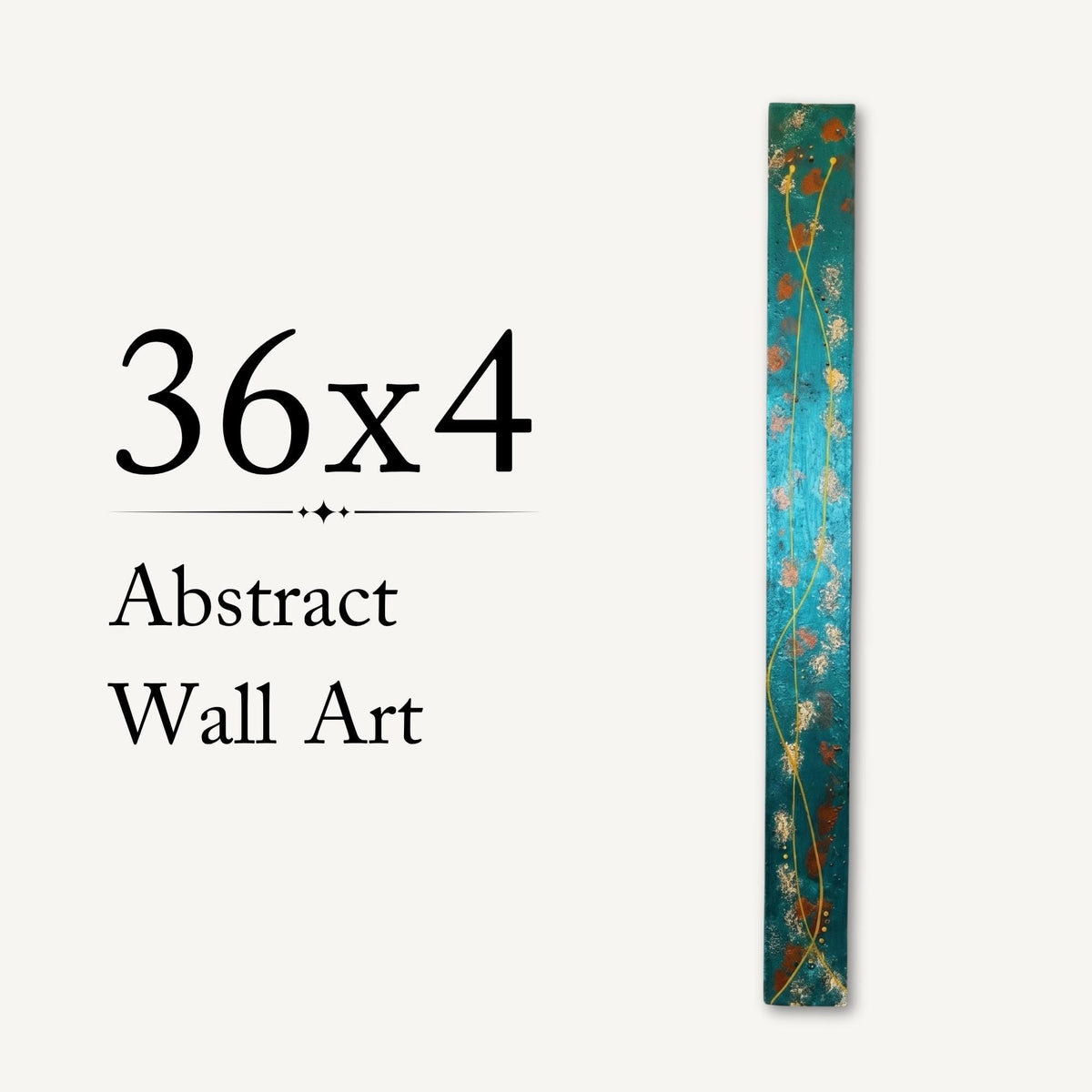 Spine — 36″ Textured Wood Wall Art in Teal & Gold