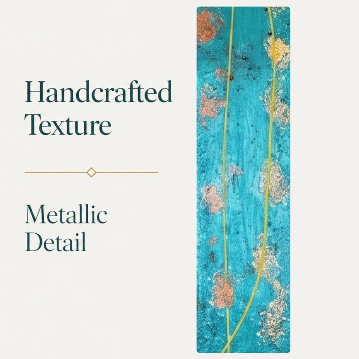 Spine — 36″ Textured Wood Wall Art in Teal & Gold