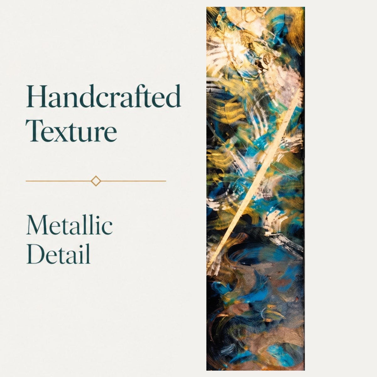 24″ Textured Wood Wall Art — Teal, Gold & Charcoal