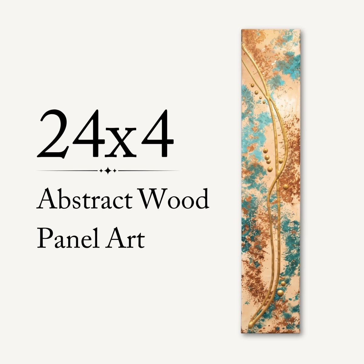 Copper Current — 24″ Textured Wood Wall Art in Teal, Copper & Gold