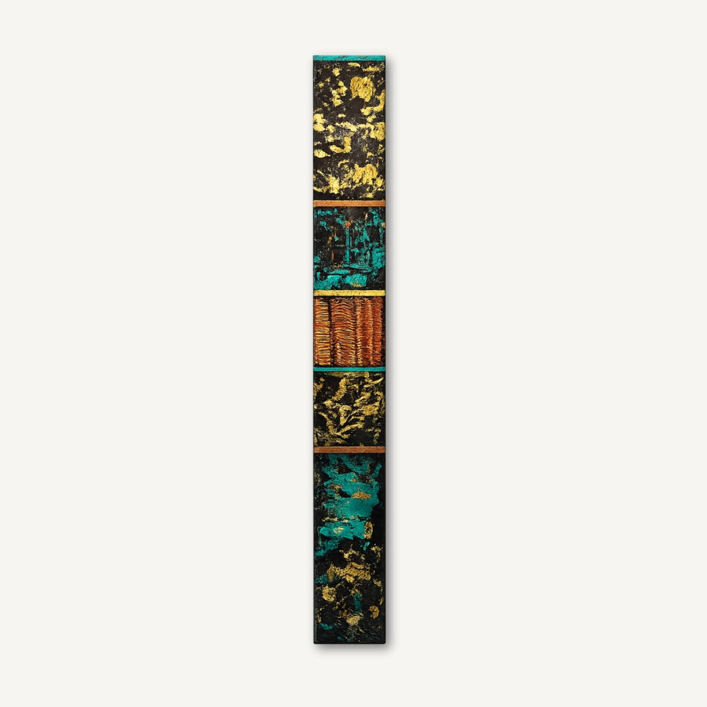Copper Wave Totem — 24″ Textured Wood Wall Art
