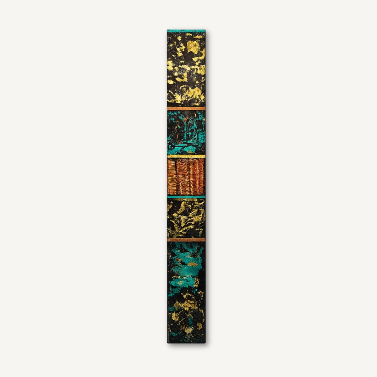 Copper Wave Totem — 24″ Textured Wood Wall Art