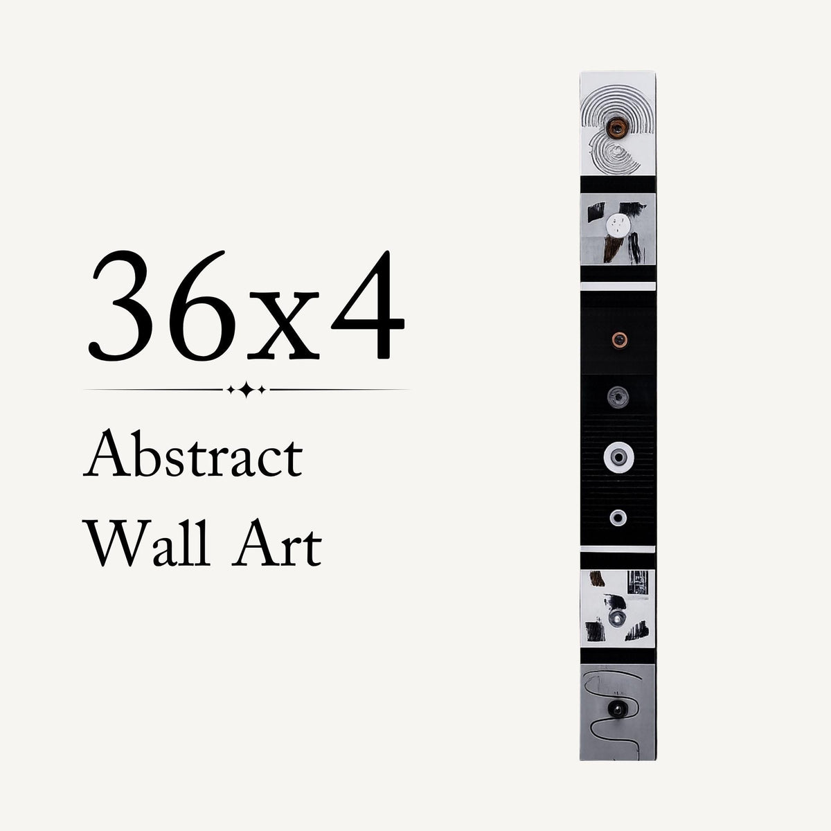 Monochrome Rhythm — 36″ Textured Wood Wall Art