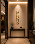 Copper Current — 24″ Textured Wood Wall Art in Teal, Copper & Gold