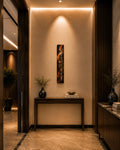 Copper Flow — 24″ Textured Wood Wall Art in Copper, Black & Gold