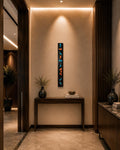 Spine Totem — 24″ Textured Wood Wall Art in Teal & Copper