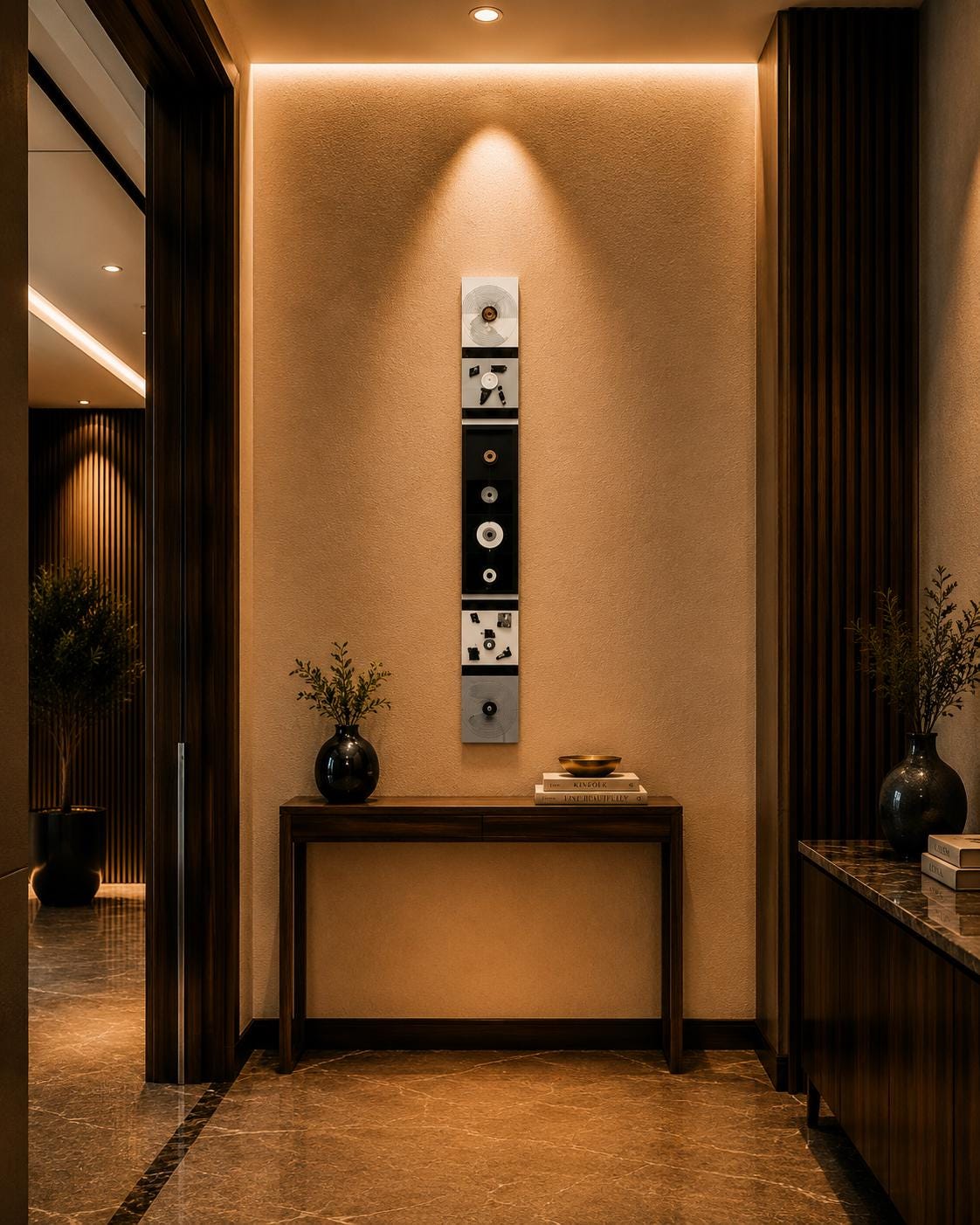 Monochrome Rhythm — 36″ Textured Wood Wall Art