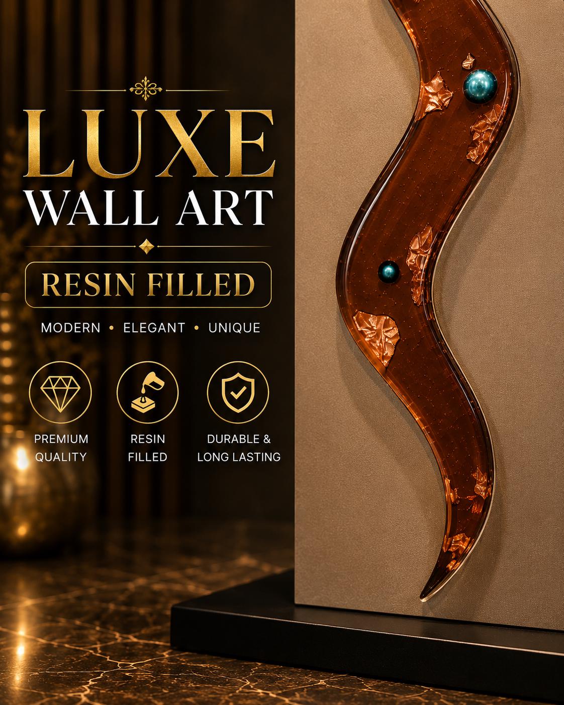 24″ Resin-Filled Wood Wall Art — Copper & Teal