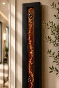 24″ Resin-Filled Wood Wall Art — Copper, Black & Turquoise