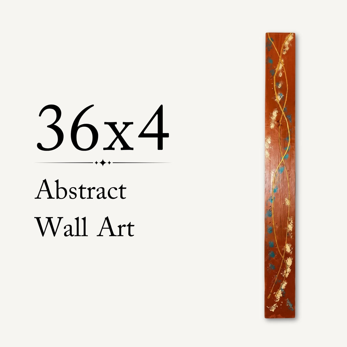 Spine — 36″ Textured Wood Wall Art in Burnt Copper & Gold