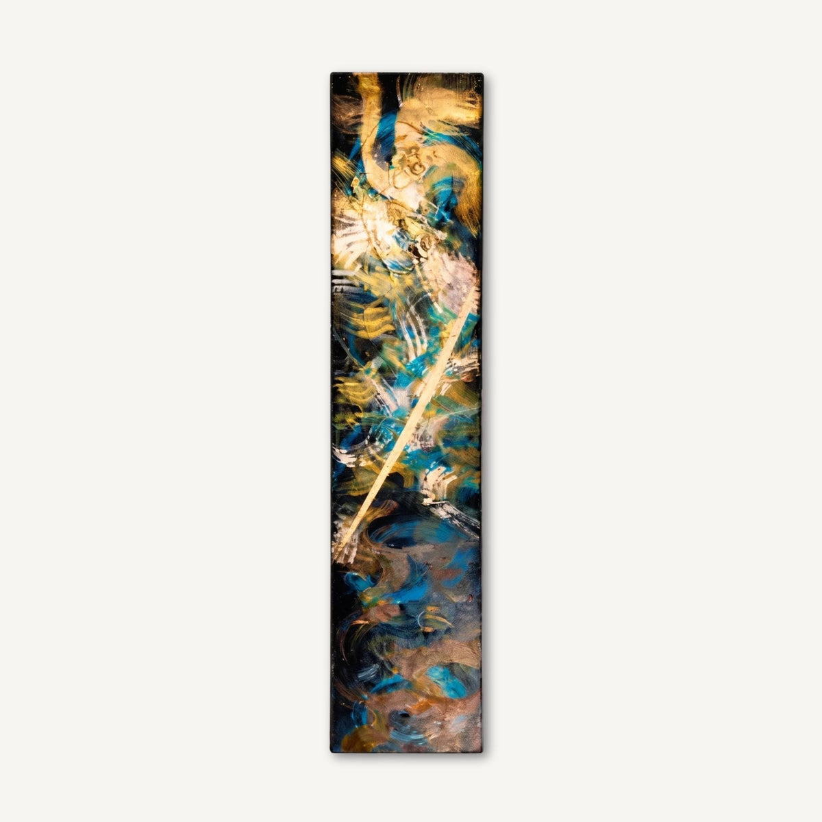 24″ Textured Wood Wall Art — Teal, Gold & Charcoal