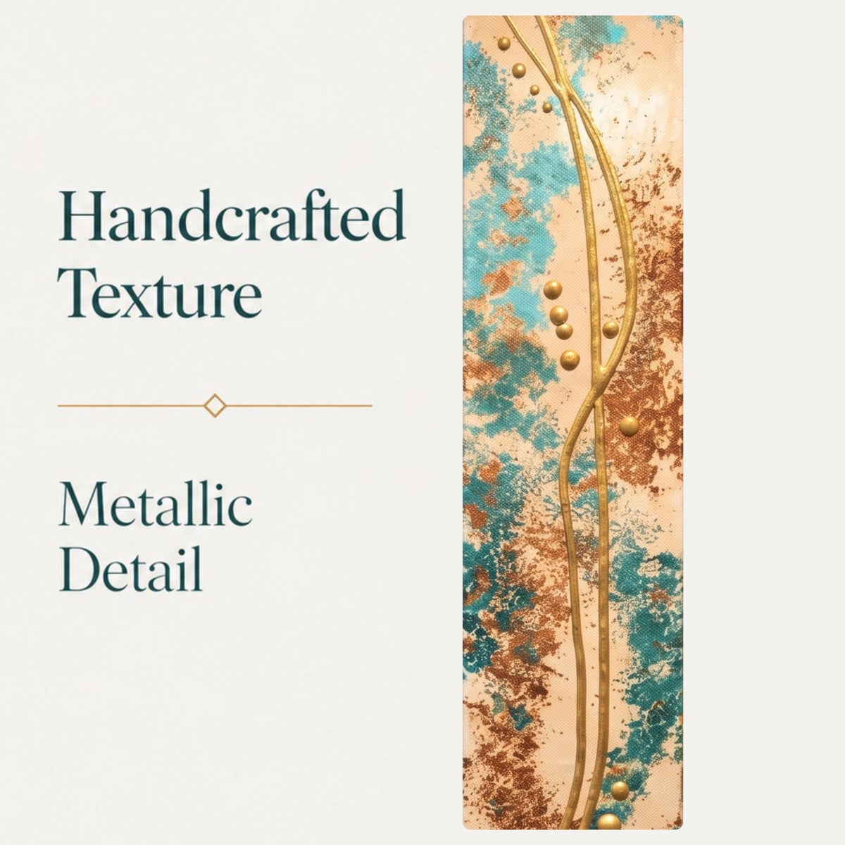 Copper Current — 24″ Textured Wood Wall Art in Teal, Copper & Gold