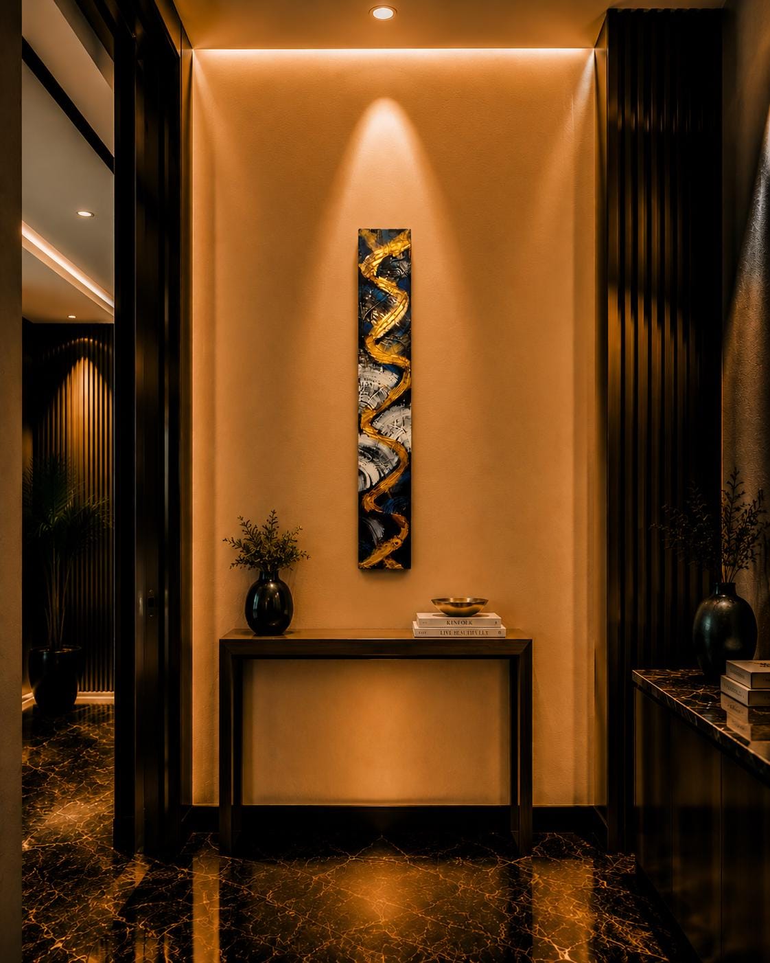 24″ Textured Wood Wall Art — Teal, Gold, Charcoal & Ivory