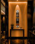 36″ Textured Wood Totem — Black, White, Gold & Copper