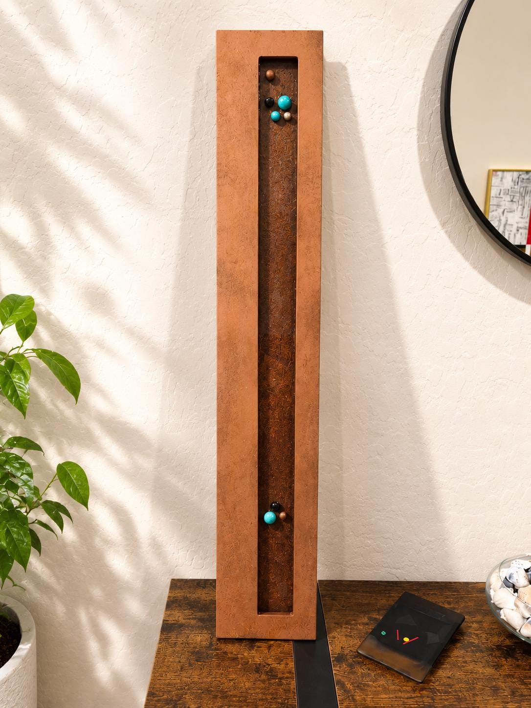 36″ Resin-Filled Wood Wall Art — Teal, Copper & Champagne