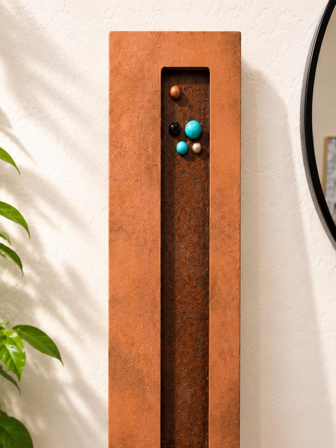 36″ Resin-Filled Wood Wall Art — Teal, Copper & Champagne