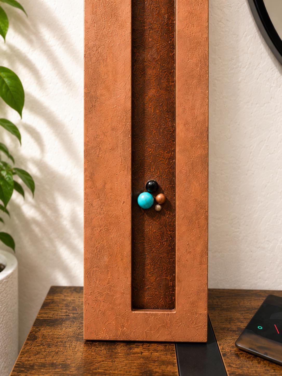 36″ Resin-Filled Wood Wall Art — Teal, Copper & Champagne