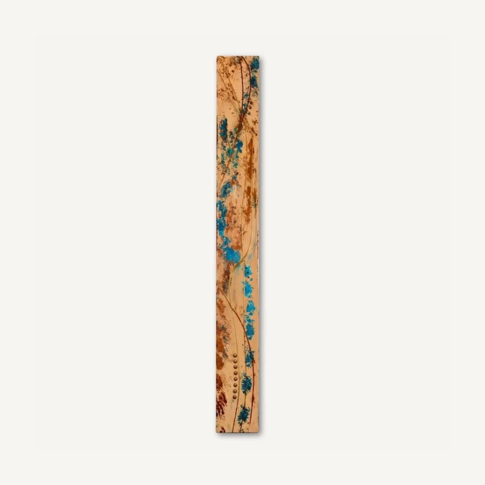 Spine — 36″ Textured Wood Wall Art in Teal & Copper