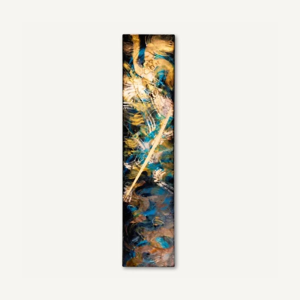 24″ Textured Wood Wall Art — Teal, Gold & Charcoal
