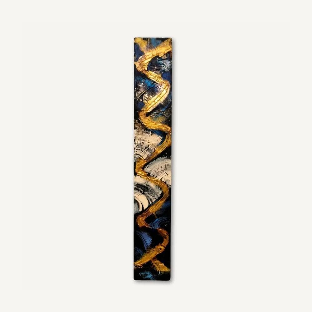 24″ Textured Wood Wall Art — Teal, Gold, Charcoal & Ivory