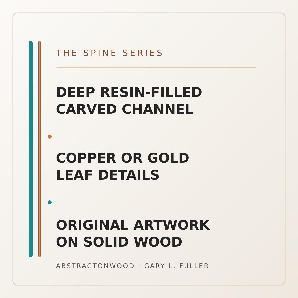 24″ Resin-Filled Wood Wall Art — Copper, Teal & Gold