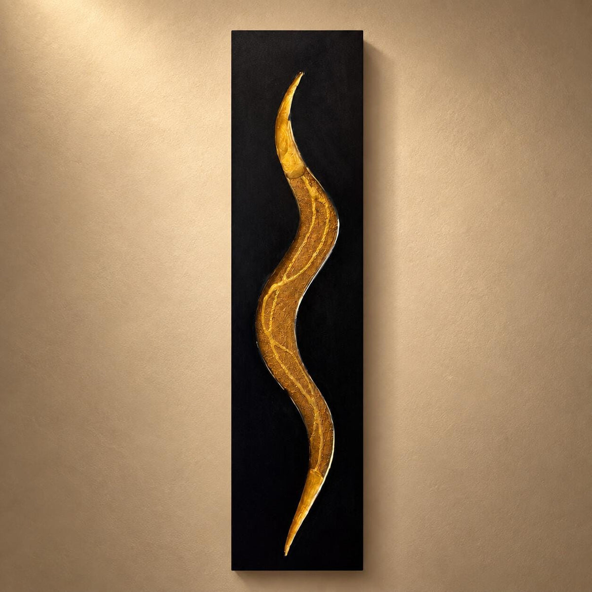 Gold Serpentine — 24″ Resin-Filled Wood Wall Art