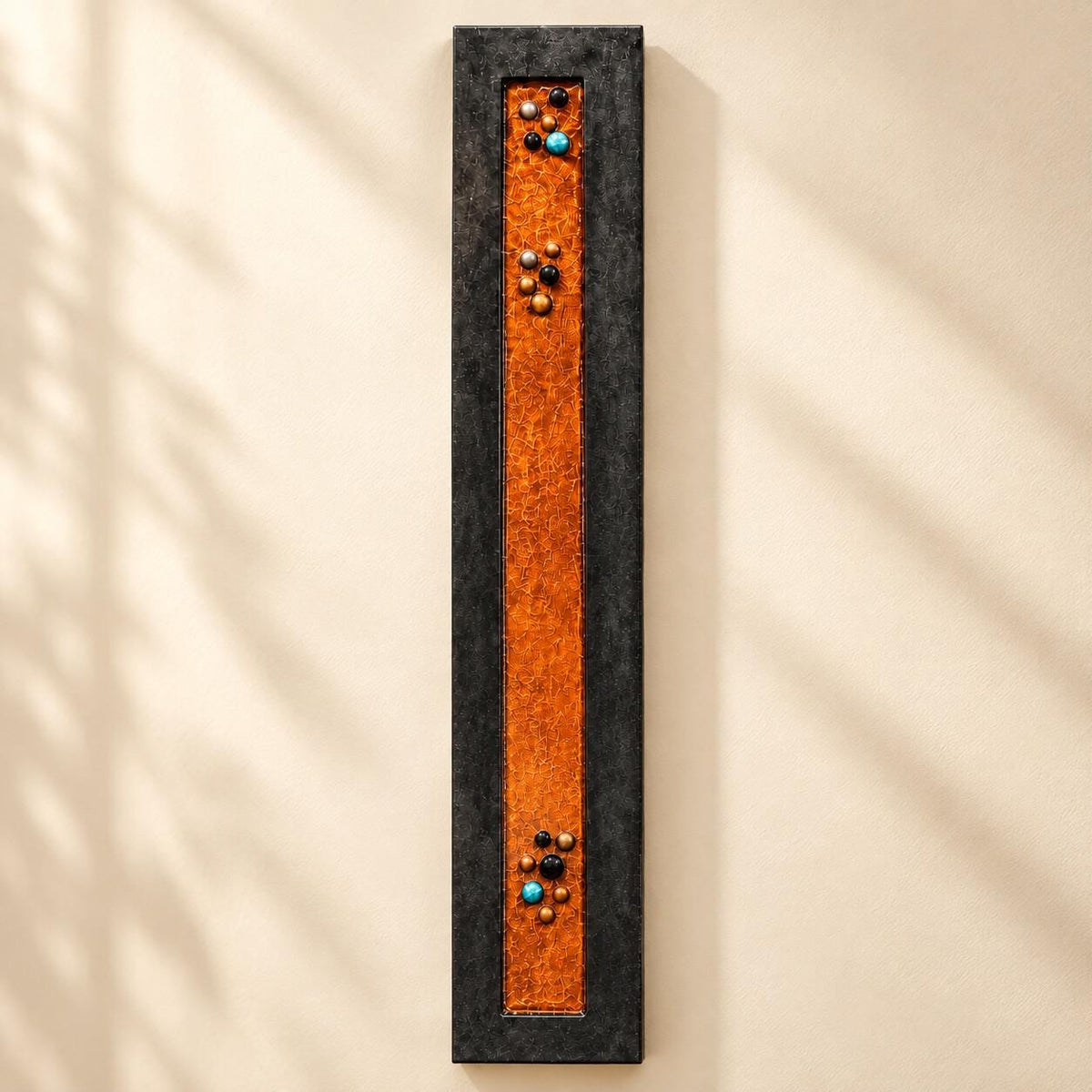 36″ Resin-Filled Wood Wall Art — Copper, Black & Turquoise