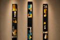 Set of Three 36″ Abstract Wood Wall Panels — Black, Teal, Copper & Gold