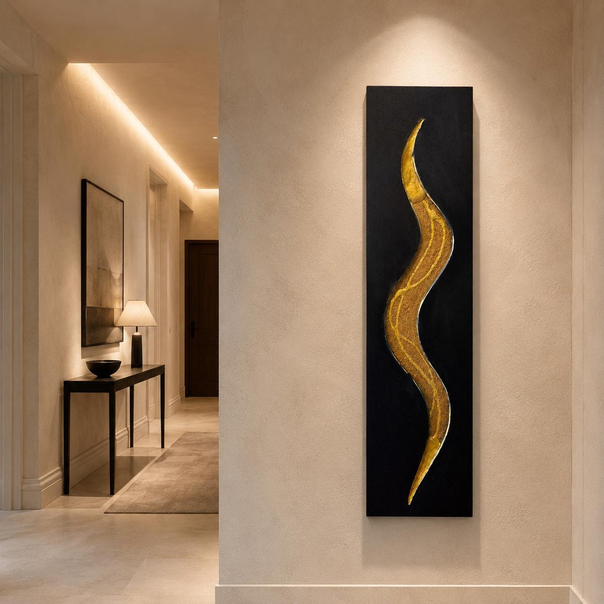 Gold Serpentine — 24″ Resin-Filled Wood Wall Art