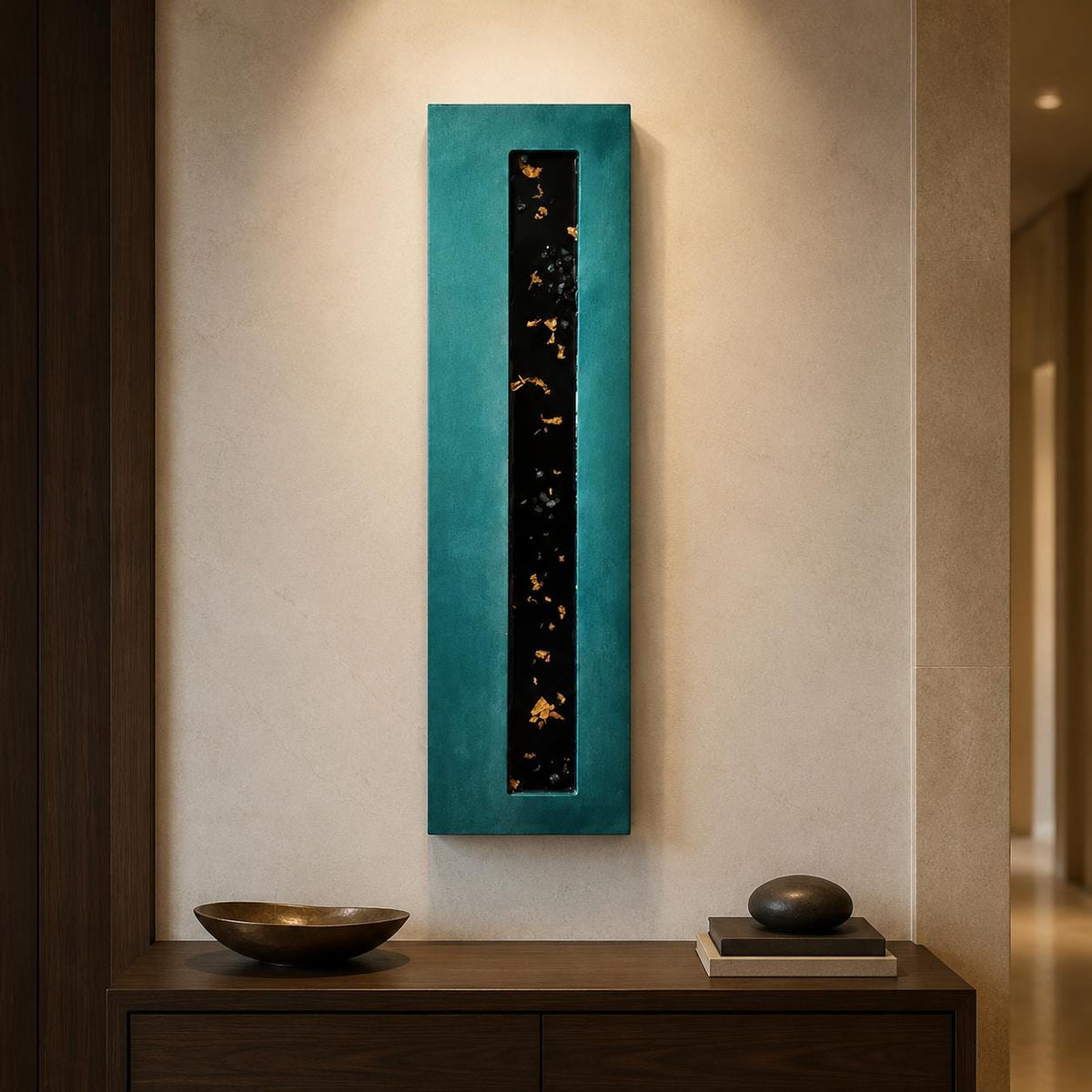 Midnight Current — 24″ Resin-Filled Wood Wall Art