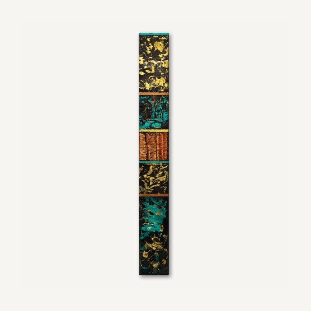 Copper Wave Totem — 24″ Textured Wood Wall Art