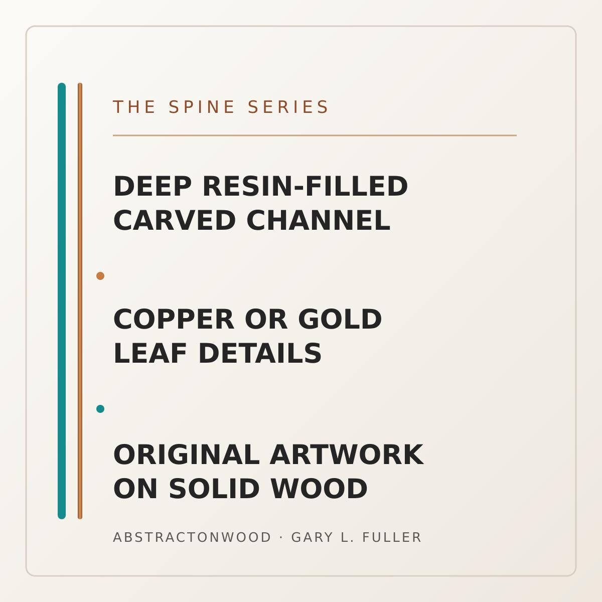 24″ Resin-Filled Wood Wall Art — Copper & Teal