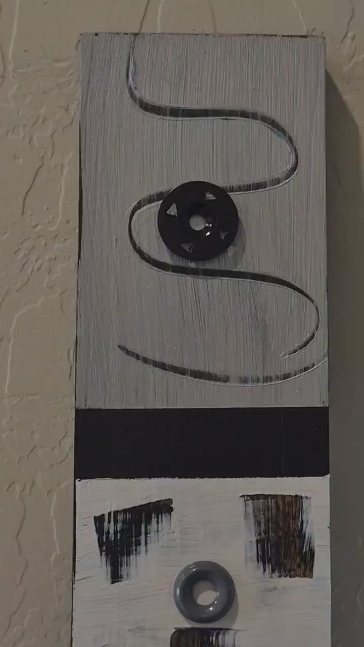 Video of 36-Inch Black and White Textured Abstract Wood Wall Art - Monochrome Rhythm